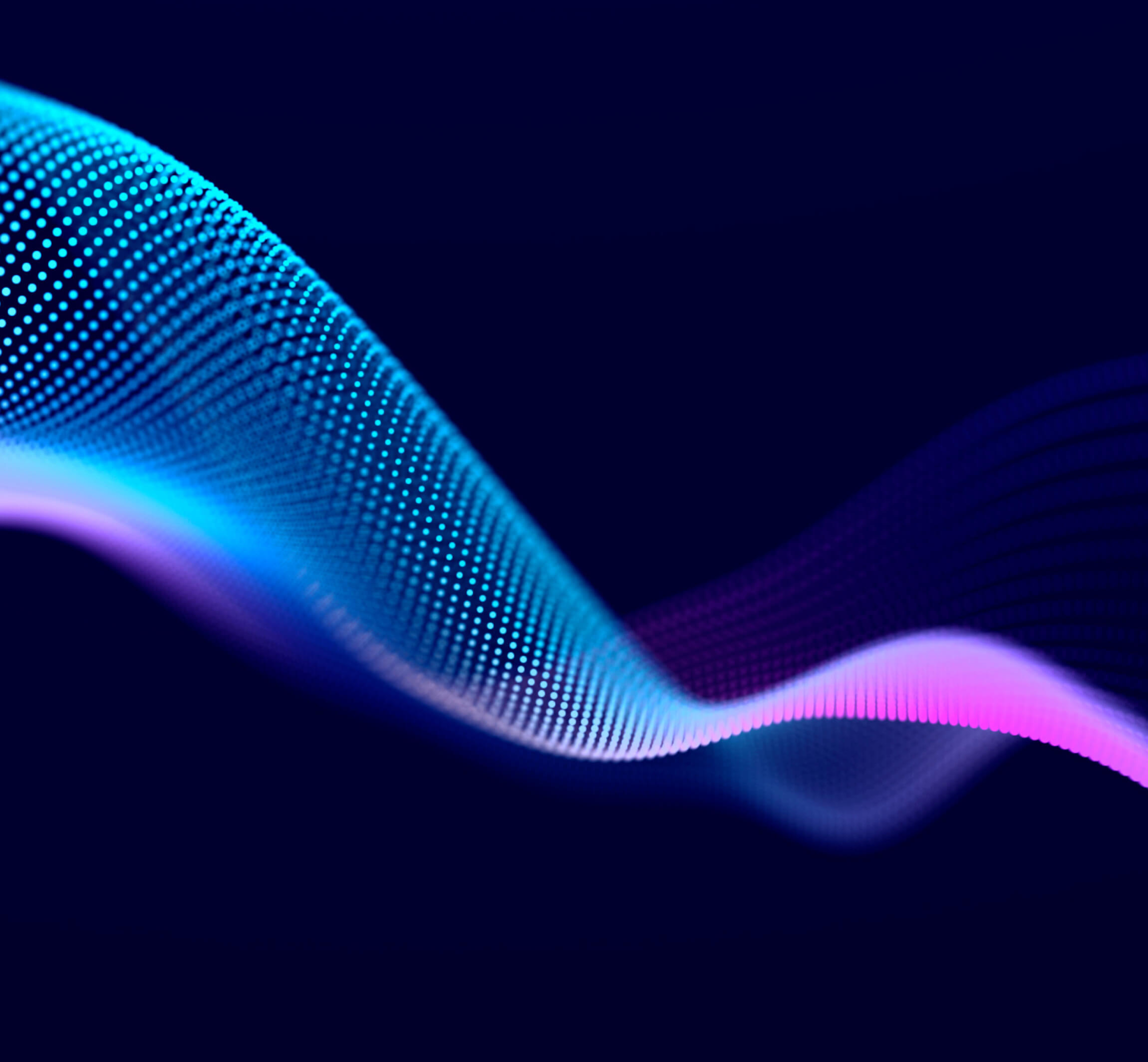 Collection of dots in darker colours flowing in a wave like motion