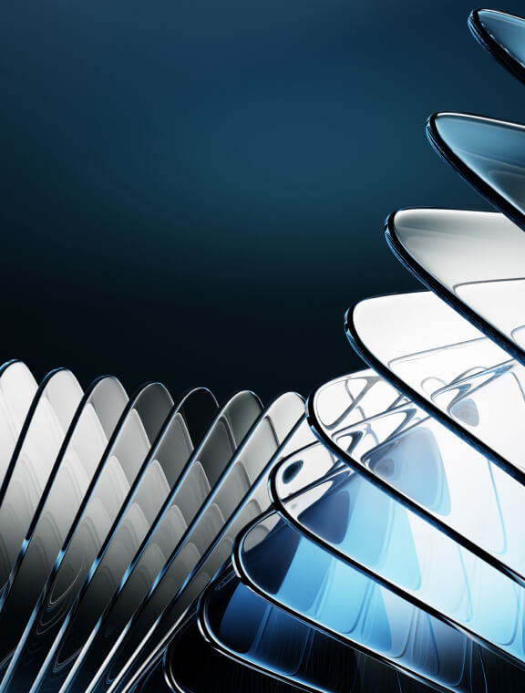 Futuristic Curved Edged Flat Reflective Objects